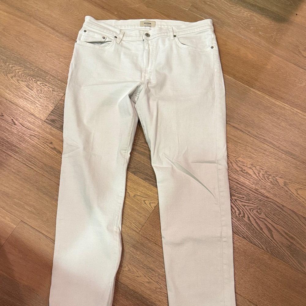 Baldein Slim Straight Jeans - Off White size 36x30